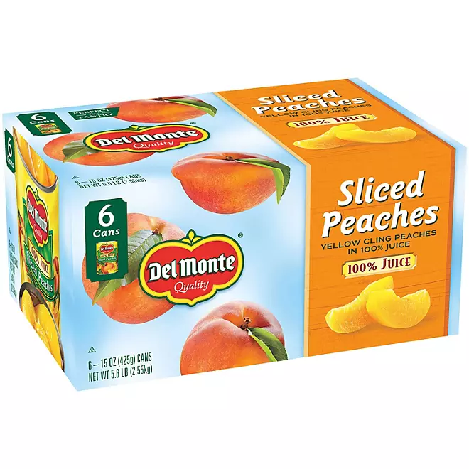 Del Monte Sliced Peaches in 100% Juice (15 oz., 6 pk.) - $19.00