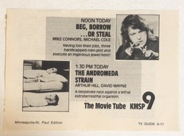 Andromeda Strain Tv Guide Vintage Print Ad David Wayne Arthur Hill Tpa7 - £4.58 GBP