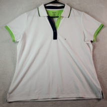 IZOD Polo Shirt Womens XL White 100% Polyester Short Casual Sleeve Slit Collared - £14.79 GBP