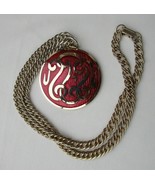 Vintage Necklace with Large Basse-taille Enamel Pendant - £11.72 GBP