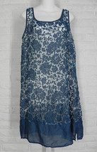 CUT LOOSE Layering Tunic Dress Sheer Floral Burnout Blue NWT Medium - £62.29 GBP