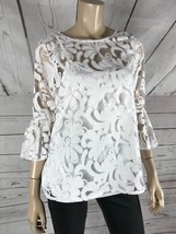 Ny Collection White Embroidered Bell Sleeve Tunic w/Solid Camisole Nwt Small - £9.93 GBP
