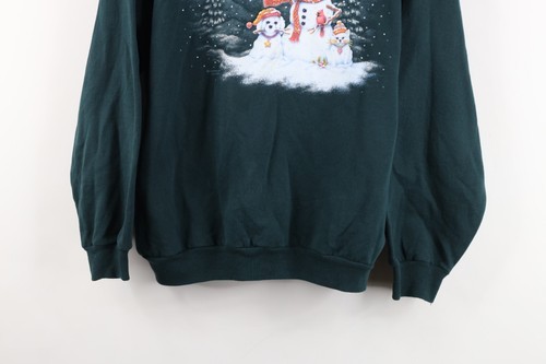 Vintage 90s Streetwear Womens Petite Medium Christmas Dog Cat Snowman Sweatshirt Item image 3
