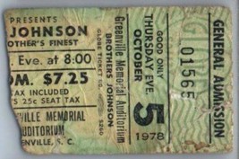 Brothers Johnson Concert Ticket Stub October 5 1978 Greenville South Car... - £27.36 GBP