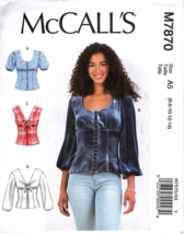 McCall's M7870 Misses 6 to 14 Fitted Peasant Top Uncut Sewing Pattern New - £11.66 GBP