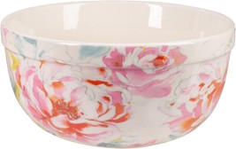 67 Oz Pink Floral Round Organic Mixing Or Serving Bowl - £31.48 GBP