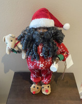 African American Santa Claus Pajamas New  Tabletop Christmas Cocoa - £44.08 GBP