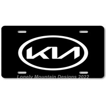 Kia New Logo Inspired Art White on Black FLAT Aluminum Novelty License Tag Plate - £14.15 GBP
