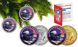 Minnesota Vikings Colorized Jfk Half Dollar 2-Coin Set Nfl Christmas Ornaments - £10.93 GBP