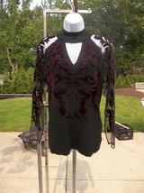 Nwot Inc Gorgeous Black &amp; Burgendy Scroll Emb Sweater 1X - $39.99