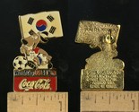 VINTAGE FIFA USA WORLD CUP SOCCER 1994 MASCOT &amp; COCA-COLA SOUTH KOREA PIN - £3.94 GBP