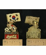 VINTAGE FIFA USA WORLD CUP SOCCER 1994 MASCOT &amp; COCA-COLA SOUTH KOREA PIN - $6.79 CAD