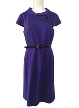 Tahari Arthur Levine Ponte Knit Lined Dress Size 6 Purple Whipstitch Col... - £21.27 GBP