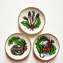 Dollhouse Southwest Christmas Plates By Barb 386 drum feathers pottery Miniature - £10.69 GBP