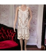 Anthropologie Open Knit Crochet Dress L Solitaire Ivory Sleeveless Bohem... - £31.10 GBP