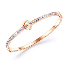 Cubic Zirconia &amp; 18K Rose Gold-Plated &#39;Forever Love&#39; Heart Bangle - £14.38 GBP