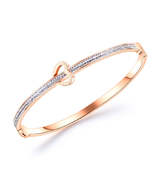 Cubic Zirconia &amp; 18K Rose Gold-Plated &#39;Forever Love&#39; Heart Bangle - £14.14 GBP