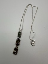 Vintage Sterling Silver Enamel Long Dangle Pendant 4.8cm Necklace 18” - £19.90 GBP