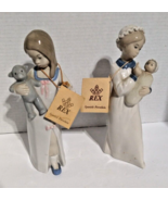 2 Vintage REX Valencia Spain Porcelain Figures, Girls with Bear and Doll - £24.44 GBP