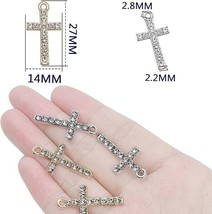 6 Rhinestone Cross Charms Assorted Lot Gold Silver Christian Catholic - £6.73 GBP