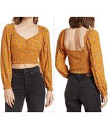 Elodie Women&#39;s Long Sleeve Ruffle Neckline Crop Top Ginger Com, Size L - $13.94 CAD