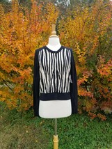 Lucky Brand women wool knit zebra print cardigan size L - £19.46 GBP
