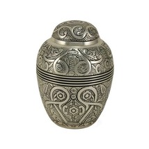 Silver Embossed Small Cremation Urn 80 Cubic Inches - £95.43 GBP