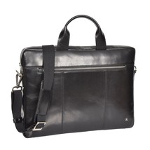 DR383 Slimline Cross Body Leather Briefcase Black - £93.08 GBP