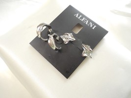Alfani Silver-Tone 2-Pc. Set 3/4&quot; Sculpted Wave Stud &amp; Hoop Earrings Y52... - $186.43 MXN