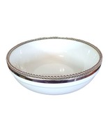 White Large 13&quot; Porcelain Decorative Serving Bowl Silver Trim Made in India - $35.00