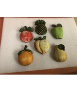 Vtg fruit wall hanging kitchen kitsch 7 pc resin rustic worn look granny... - $23.76