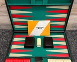 Backgammon Complete Set 18”x11.5” Leather Attache 1-3/8&quot; Bakelite Chips ... - £68.32 GBP