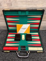 Backgammon Complete Set 18”x11.5” Leather Attache 1-3/8&quot; Bakelite Chips ... - $87.07