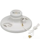 Porcelain Pull Chain Ceiling Lamp Holder White Bulb Mount Light, New in Box - £3.99 GBP