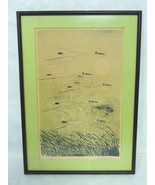 VINTAGE ANTIQUE JAPANESE CRANE PRINT ARTIST SIGNED MASUDAI - £55.50 GBP