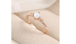 Natural Opal Handmade Promise Ring, 14K Rose Gold Plated Round Shape Jewelry - £28.38 GBP
