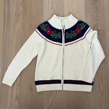 Vintage Talbots Cardigan Sweater Floral Fair Isle Cottagecore Medium Pet... - $64.99