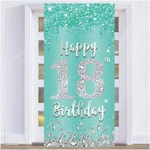 Teal Silver 18th Birthday Celebration Kit: Glamorous Door Banner, Breakfast Blue - $27.71