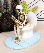 Ebros Eternally Constipated Skeleton On Toilet Bowl Browsing Cellphone Figurine - £22.37 GBP
