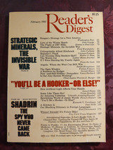 Readers Digest February 1981 Alfred Hitchcock Jean George Saki H H Munro - £5.41 GBP