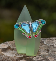 Daniel Swarovski Signed Crystal Butterfly Brooch Pin Silver Vintage Jewellery - £121.44 GBP