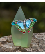 Daniel Swarovski Signed Crystal Butterfly Brooch Pin Silver Vintage Jewe... - £118.46 GBP