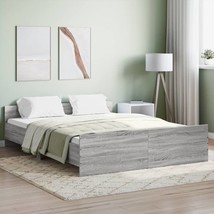 Bed Frame with Headboard and Footboard Grey Sonoma 150x200 cm King Size - £96.78 GBP