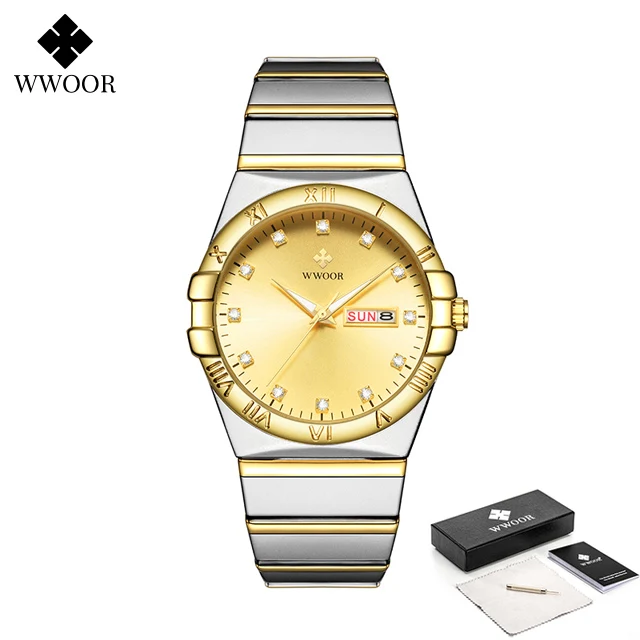 Fashion Luxury Gold Watch for Men Sport Automatic Quartz Wristwatch Casual Watch - £28.69 GBP