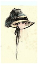 Lot 5 Lady Fancy Hat  Ostrich Hat Victorian Hat Vintage Hats Linen Postcards - £11.61 GBP
