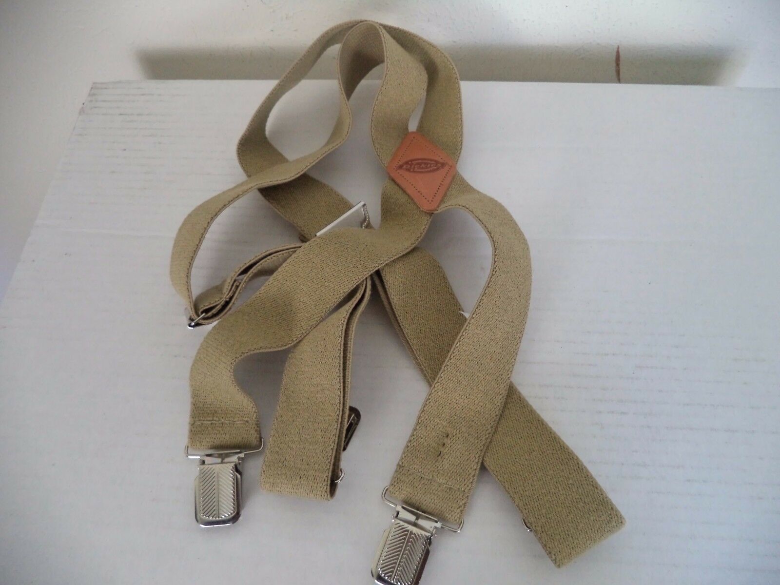 Men's Beige Dickies Adjustable Elastic Suspenders. 1S ( One Size ).