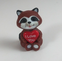 Vintage 1980s Russ Berrie I Love You Heart Raccoon 1.5&quot; Collectible Mini... - $4.84