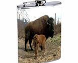 Alaska Images D8 Flask 8oz Stainless Steel Hip Drinking Whiskey Buffalos - $16.78