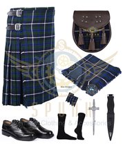 Scottish Traditional Handmade Blue Douglas Tartan 8 Yard KILT with Accessories - £118.67 GBP