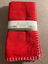 Fabric Dinner Napkins- Wellesley Manor-Red Christmas NEW Set of 6 18”x18” - £8.46 GBP